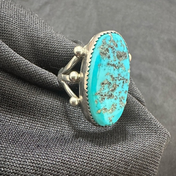【ET】R.B turquoise SILVER 925 Indian Navajo Ring 925 Silver Turquoise Artist Signed JBJ C.80's | eBay